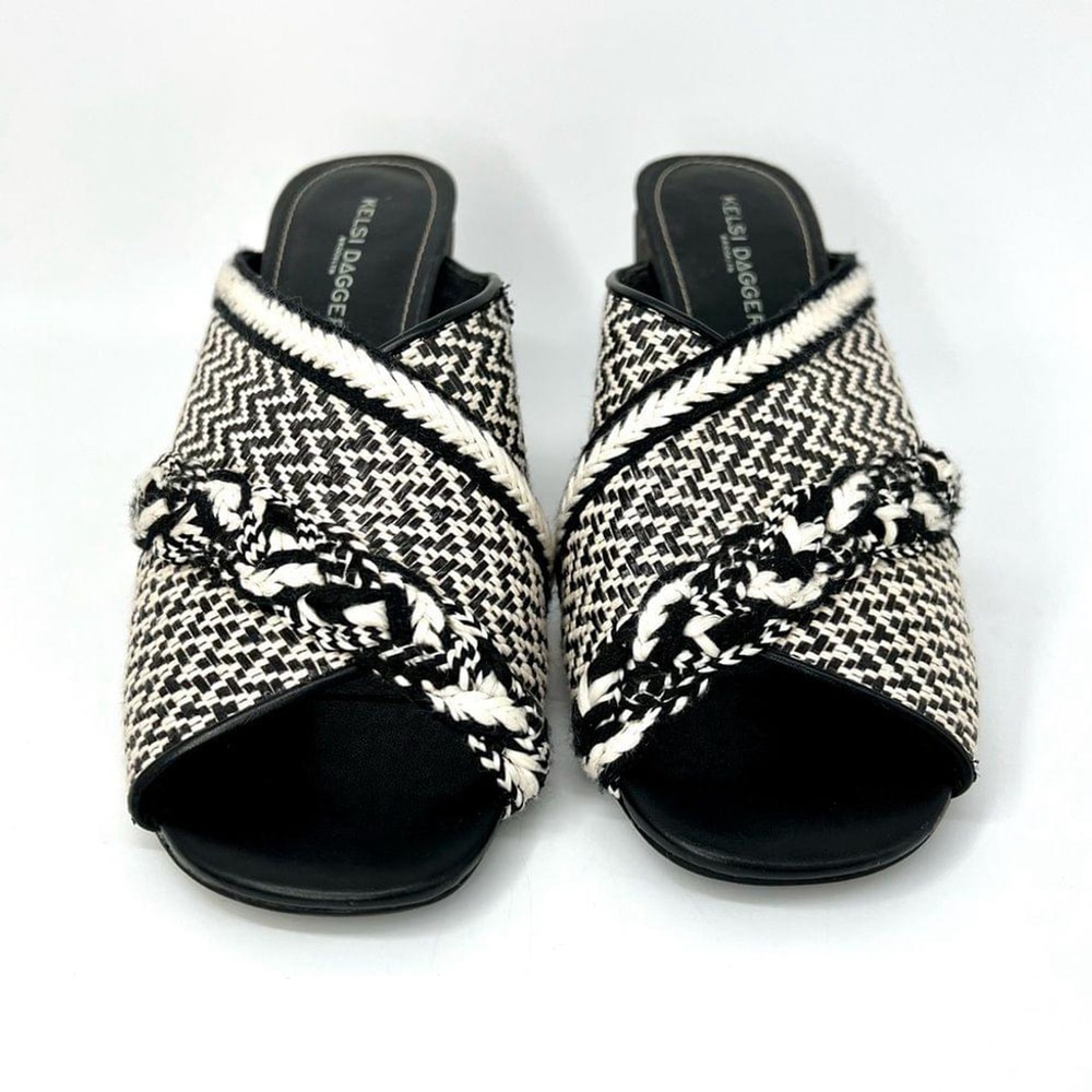 Kelsi Dagger Brooklyn Cosmo Black Sandal Block Heel Mules Size 8 - Picture 8 of 8